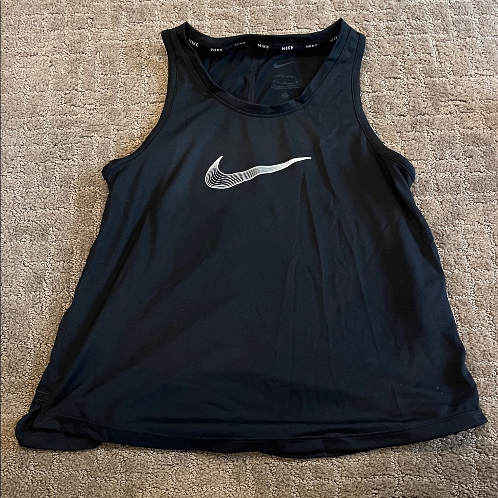 Nike Black Sleeveless Top with White Swoosh